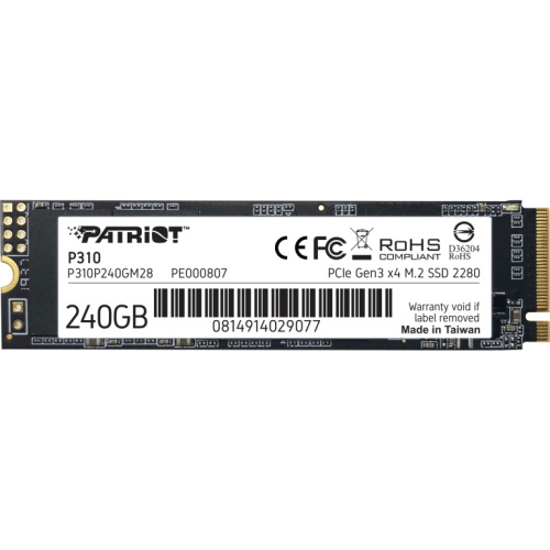 M.2 Patriot P310 240 GB (PCIe 3.0 x4, NVMe 1.3, M.2 2280)