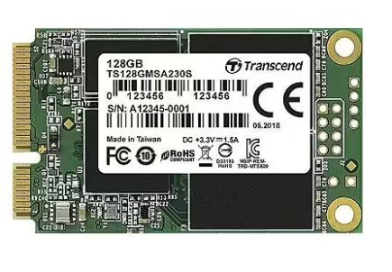 SSD|TRANSCEND|128GB|mSATA|SATA 3.0|Write speed 400 MBytes/sec|Read speed 550 MBytes/sec|MTBF 2000000 hours|TS128GMSA230S
