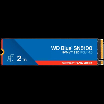 SSD WD Blue SN5100 2TB M.2 2280 PCIe Gen4 x4 NVMe QLC 3D, Read/Write: 7100/6700 MBps, IOPS 1000K/1300K, TBW: 900