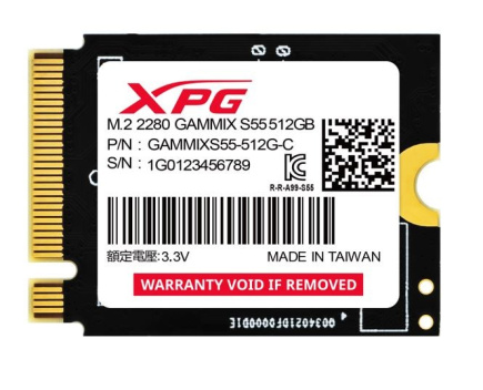 Adata XPG GAMMIX S55 SSD 512GB PCIe 4x4 5/3.8MB/s M2230 Adata XPG GAMMIX S55 SSD 512GB PCIe 4x4 5/3.8MB/s M2230