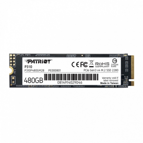 Patriot SSD drive P310 480GB M.2 2280 1700/1500 PCIe NVMe Gen3 x 4