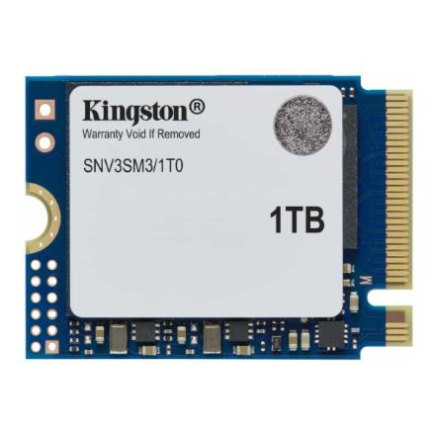 Kingston SSD | NV3 | 1000 GB | SSD form factor M.2 2230 | Solid-state drive interface PCIe 4.0 x4 NVMe | Read speed 6000 MB/s | Write speed 4000 MB/s SNV3SM3/1T0