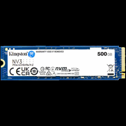 Kingston 500GB NV3 SSD M.2 2280 PCIe 4.0 NVMe, Read: 5,000/ Write: 3,000MB/s Kingston 500GB NV3 SSD M.2 2280 PCIe 4.0 NVMe, Read: 5,000/ Write: 3,000MB/s