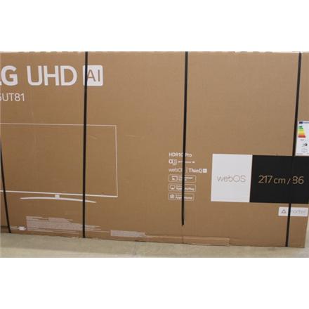 LG | AI UT81 4K TV | 86UT81003LA | 86 | Smart TV | webOS24 | UHD | Black | DAMAGED PACKAGING, USED, MISSING RUBBER PADS OF TV STAND