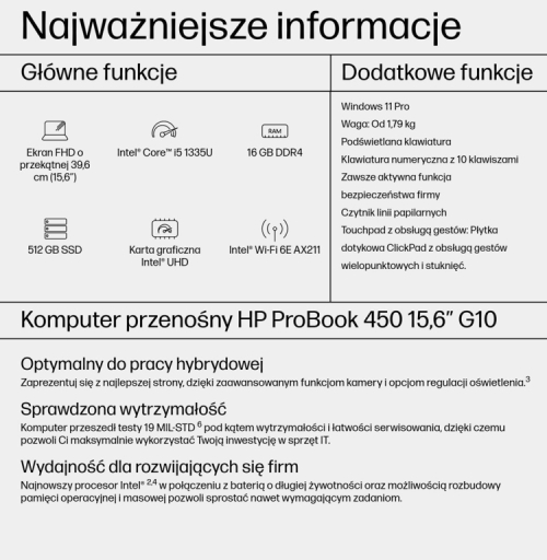 HP ProBook 450 G10 Intel® Core™ i5 i5-1335U Laptop 39.6 cm (15.6