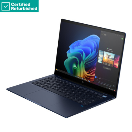 Taastatud SILVER HP EliteBook Ultra G1q AI 14 - Qualcomm Snapdragon X Elite X1E-78-100, 32GB, 512GB SSD, 14 2.2K 400-nit Touch, 5MP IR cam, Nordic backlit keyboard, Atmospheric Blue, 59Wh, Win 11 Pro, 1 years HP Taastatud