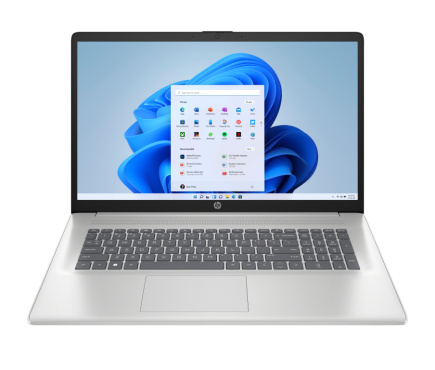 HP Laptop 17-cp2012ny - Ryzen 5 7520U, 8GB, 256GB SSD, 17.3 HD+ 250-nit AG, 720p cam, US keyboard, 41Wh, Natural silver, Win 11 Home, 1 years