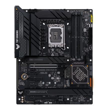 Asus | TUF GAMING Z790-PLUS D4 | Processor family Intel | Processor socket  LGA1700 | DDR4 DIMM | Memory slots 4 | Supported hard disk drive interfaces 	SATA, M.2 | Number of SATA connectors 4 | Chipset  Intel Z790 | ATX