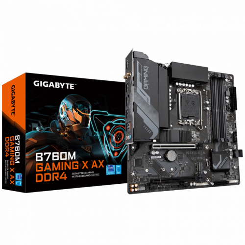 Gigabyte B760M GAMING X AX DDR4 - 1.X - motherboard - micro ATX - LGA1700 Socket - B760 Chipset - USB 3.2 Gen 1, USB-C 3.2 Gen2 - Bluetooth, 2.5 Gigabit LAN, Wi-Fi - onboard graphics (CPU required) - HD Audio (8-channel) 