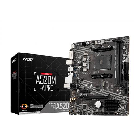 MSI | A520M-A PRO | Processor family AMD | Processor socket AM4 | DDR4 | Memory slots 2 | Chipset AMD A | Micro ATX