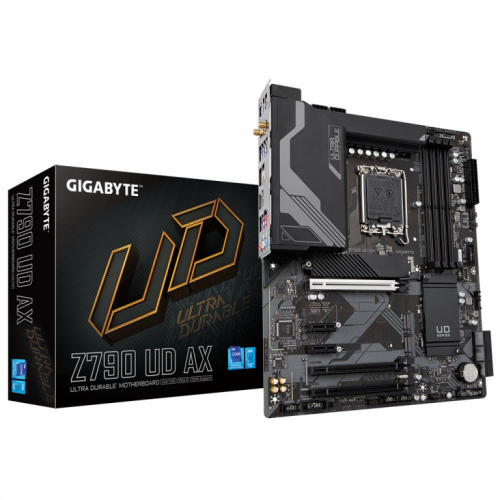Gigabyte Z790 UD AX Emaplaat - Supports Intel Core 14th CPUs, 16*+1+１ Phases Digital VRM, up to 7600MHz DDR5 (OC), 3xPCIe 4.0 M.2, Wi-Fi 6E, 2.5GbE LAN, USB 3.2 Gen 2x2