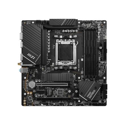 MSI | PRO B650M-A WIFI | Processor family AMD | Processor socket AM5 | DDR5 DIMM | Memory slots 4 | Supported hard disk drive interfaces 	SATA, M.2 | Number of SATA connectors 4 | Chipset AMD B650 | mATX