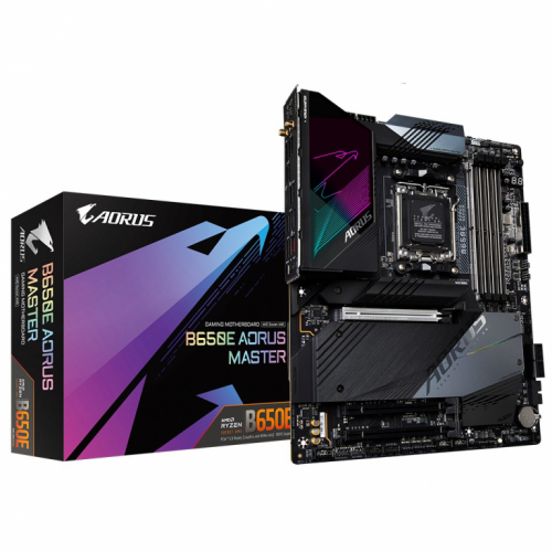 Gigabyte B650E AORUS MASTER Emaplaat - Supports AMD AM5 CPUs, 16+2+2 Digital VRM, up to 8000MHz DDR5 (OC), 4xPCIe 5.0 M2, Wi-Fi 6E, 2.5GbE LAN, USB 3.2 Gen 2