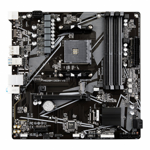 Gigabyte A520M DS3H V2 Emaplaat - Supports AMD Ryzen 5000 Series AM4 CPUs, up to 4733MHz DDR4 (OC), PCIe 3.0 x16, GbE LAN, USB 3.2 Gen 1