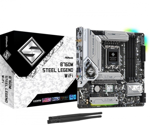 ASRock Emaplaat B760M STEEL LEGEND WIFI s1700 4DDR5 DP/HDMI mATX