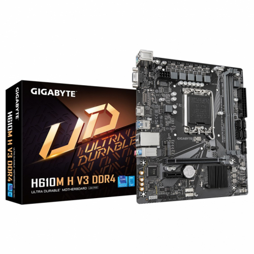 Gigabyte H610M H V3 DDR4 Emaplaat - Supports Intel Core 14th CPUs, 4+1+1 Hybrid Phases Digital VRM, up to 3200MHz DDR4, 1xPCIe 3.0 M.2, GbE LAN, USB 3.2 Gen 1