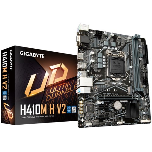 GIGABYTE H410M H V2 Emaplaat - Supports Intel Core 10th CPUs, up to 2933MHz DDR4 (OC), 1xPCIe 3.0 M.2, GbE LAN, USB 3.2 Gen 1