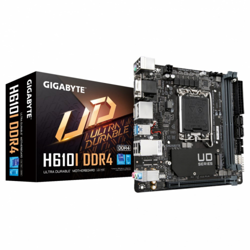 Gigabyte H610I DDR4 Emaplaat - Supports Intel Core 14th CPUs, 4+1+1 Hybrid Digital VRM, up to 3200MHz DDR4 (OC), 1xPCIe 3.0 M.2, GbE LAN, USB 3.2 Gen 1