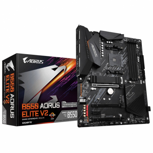 GIGABYTE B550 AORUS ELITE V2 Emaplaat - Supports AMD Ryzen 5000 Series AM4 CPUs, 12+2 Phases Digital Twin Power Design, up to 4733MHz DDR4 (OC), 2xPCIe 3.0 M.2, 2.5GbE LAN, USB 3.2 Gen1