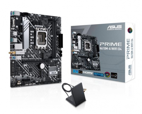 Mainboard|ASUS|Intel H610|LGA1700|Micro-ATX|Memory DDR4|Memory slots 2|1xPCI-Express 3.0 1x|1xPCI-Express 4.0 16x|2xM.2|1x15pin D-sub|1xHDMI|1xDisplayPort|2xAudio-In|1xAudio-Out|4xUSB 2.0|2xUSB 3.2|2xPS/2|1xRJ45|2xRF-Out|H610M-AWIFID4