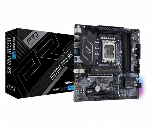 ASRock H670M Pro RS - Motherboard - micro ATX - LGA1700 Socket - H670 Chipset - USB-C Gen1, USB 3.2 Gen 1, USB 3.2 Gen 2 - Gigabit LAN - onboard graphics (CPU required) - HD Audio (8-channel) 