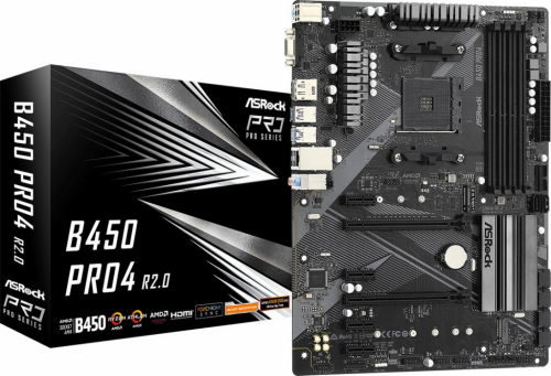 ASRock B450 PRO4 R2.0 AM4 4DDR 4 DP/HDMI M.2 USB3.2 AT