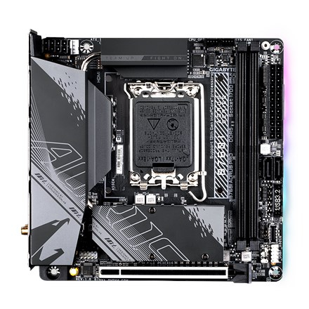 GIGABYTE B760I AORUS PRO Emaplaat - Supports Intel Core 14th Gen CPUs, 8+1+1 Phases Digital VRM, up to 8000MHz DDR5 (OC), 2xPCIe 4.0 M.2, Wi-Fi 6E, 2.5GbE LAN, USB 3.2 Gen 2