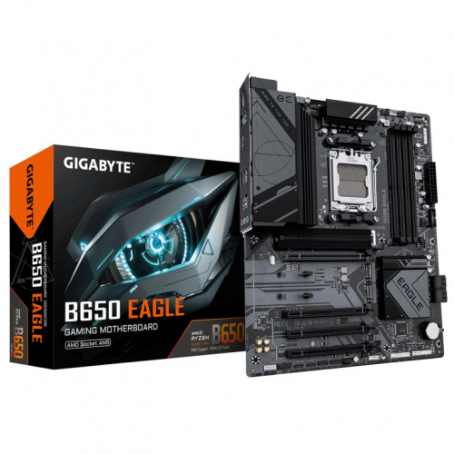 GIGABYTE B650 EAGLE Motherboard - Supports AMD Ryzen 9000 CPUs, 12+2+2 Phases Digital VRM, up to 7600MHz DDR5 (OC), 1xPCIe 5.0 + 2xPCIe 4.0 M.2, GbE LAN, USB 3.2 Gen2