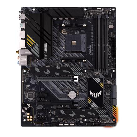 Asus | TUF GAMING B550-PLUS WIFI II | Processor family AMD | Processor socket AM4 | DDR4 DIMM | Memory slots 4 | Supported hard disk drive interfaces 	SATA, M.2 | Number of SATA connectors 6 | Chipset AMD B550 | 30.5cm x 24.4cm