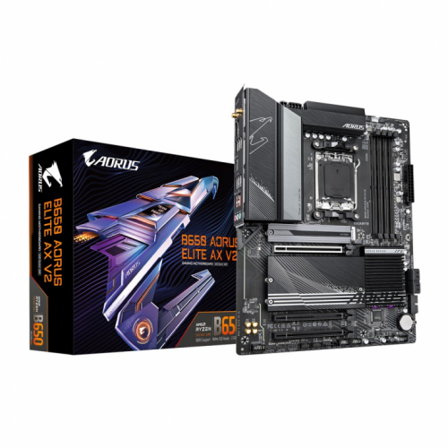 GIGABYTE B650 AORUS ELITE AX V2 Emaplaat - Supports AMD AM5 CPUs, 12+2+2 Phases Digital VRM, up to 8000MHz DDR5 (OC), 1xPCIe 5.0 + 2xPCIe 4.0 M.2, Wi-Fi 6E, 2.5GbE LAN, USB 3.2 Gen 2