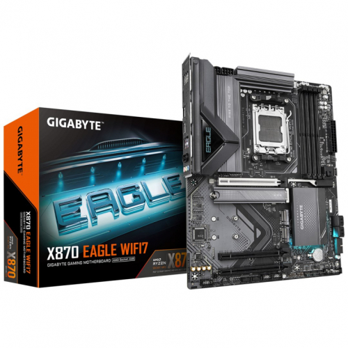 GIGABYTE X870 EAGLE WIFI7 Emaplaat - Supports AMD Ryzen 9000 CPUs, 14+2+2 phases VRM, up to 8000MHz DDR5 (OC), 1xPCIe 5.0 + 2xPCIe 4.0, Wi-Fi 7, 2.5GbE LAN, USB 4