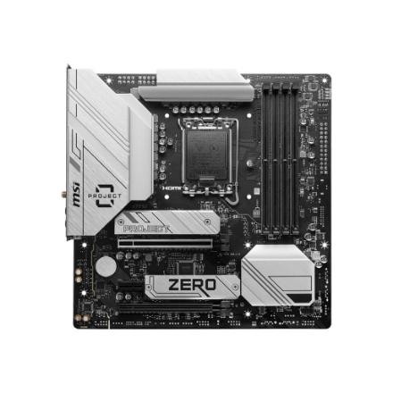 MSI B760M PROJECT ZERO | Processor family Intel | Processor socket LGA1700 | DDR5 | Supported hard disk drive interfaces SATA, M.2 | Number of SATA connectors 4