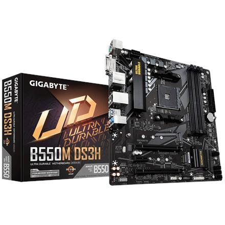 Gigabyte | B550M DS3H 1.0 | Processor family AMD | Processor socket AM4 | DDR4 DIMM | Memory slots 4 | Number of SATA connectors 4 x SATA 6Gb/s connectors | Chipset AMD B | Micro ATX