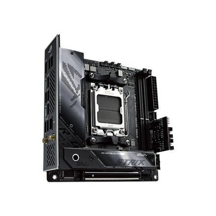 Asus | ROG STRIX X670E-I GAMING WIFI | Processor family AMD | Processor socket AM5 | DDR5 DIMM | Memory slots 2 | Supported hard disk drive interfaces SATA, M.2 | Number of SATA connectors 2 | Chipset  AMD X670 | Mini-ITX