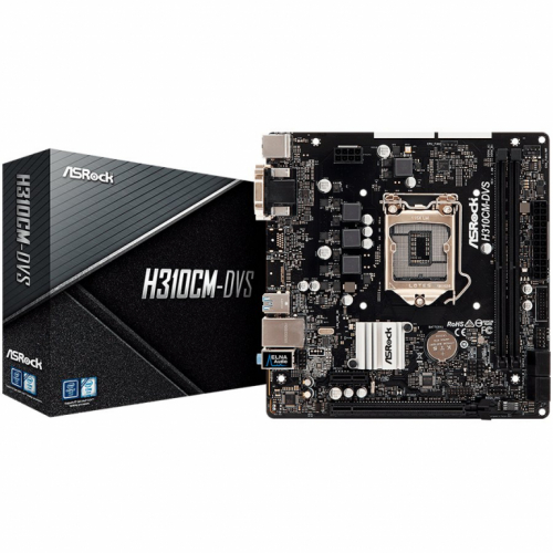 ASROCK Main Board Desktop H310 (S1151, 2xDDR4,1xPCIe x16,1xPCI Ex1, 4 SATA3 ,GLAN,VGA,DVI,USB 3.1 ) mATX retail