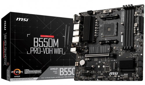 MSI Emaplaat B550M PRO-VDH WIFI AM4 4DDR4 HDMI/DP/VGA M.2 mATX