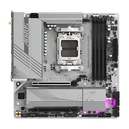 Gigabyte | B650M A ELITE AX ICE | Processor family AMD | Processor socket AM5 | DDR5 | Supported hard disk drive interfaces SATA, M.2 | Number of SATA connectors 4