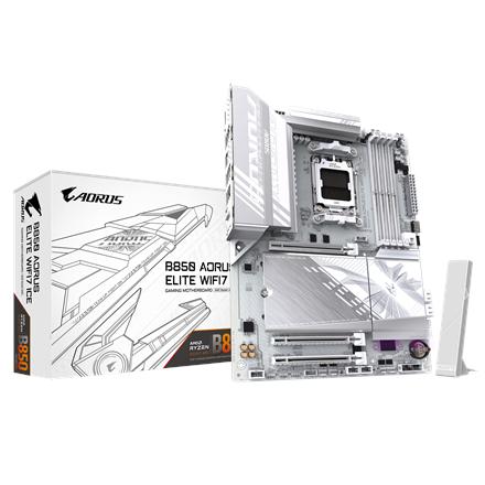 Gigabyte B850 A ELITE WF7 ICE | Processor family AMD | Processor socket AM5 | DDR5 | Supported hard disk drive interfaces SATA, M.2 | Number of SATA connectors 4