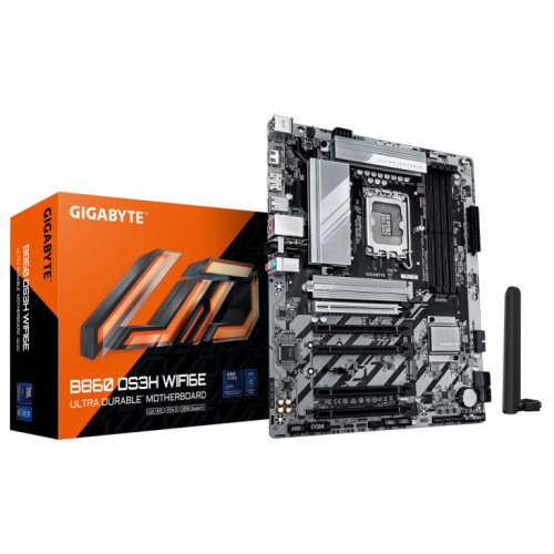 Mainboard|GIGABYTE|Intel B860 Express|LGA1851|ATX|Memory DDR5|5xPCI-Express 16x|2xM.2|1xHDMI|1xDisplayPort|1xAudio-In|1xAudio-Out|1xMicrophone|1xUSB 2.0|1xUSB 3.2|1xUSB-C|1xPS/2|1xRJ45|B860DS3HWIFI6E1.0