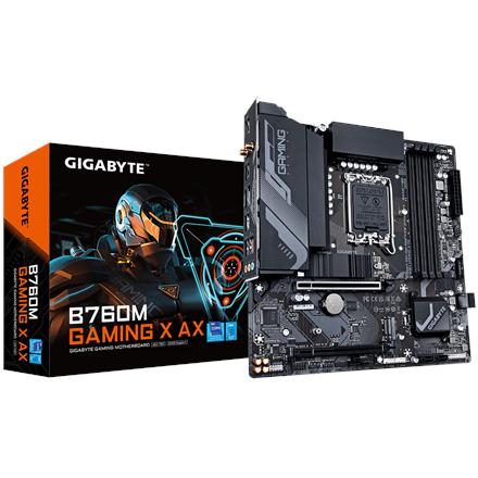 Gigabyte B760M GAMING X AX | Processor family Intel | Processor socket LGA1700 | DDR5 DIMM | Supported hard disk drive interfaces SATA, M.2 | Number of SATA connectors 4