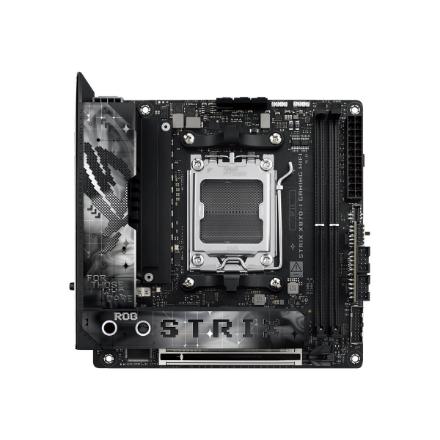 Asus | ROG STRIX X870-I GAMING WIFI | Processor family AMD | Processor socket AM5 | DDR5 DIMM | Supported hard disk drive interfaces SATA, M.2 | Number of SATA connectors 2