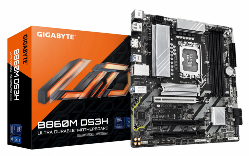 GIGABYTE B860M DS3H Emaplaat - Intel Core Ultra Series CPUs, 5+1+2+1 Phases VRM, up to 9066MHz DDR5, 1xPCIe 5.0 + 1xPCIe 4.0 M.2, 2.5GbE LAN, USB 3.2 Gen 2