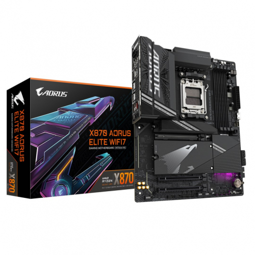 GIGABYTE X870 AORUS ELITE WIFI7 Emaplaat - Supports AMD Ryzen 9000 CPUs, 16+2+2 phases VRM, up to 8000MHz DDR5 (OC), 3xPCIe 5.0 + 1xPCIe 4.0, Wi-Fi 7, 2.5GbE LAN, USB 4