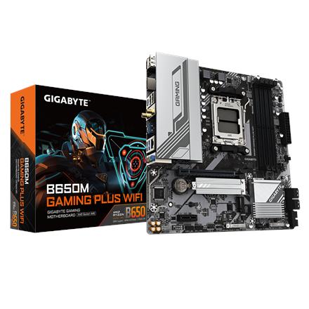 Gigabyte B650M GAMING PLUS WF | Processor family AMD | Processor socket AM5 | DDR5 | Supported hard disk drive interfaces M.2, SATA | Number of SATA connectors 4