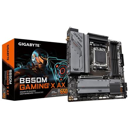 Gigabyte | B650M GAMING X AX 1.1 M/B | Processor family AMD | Processor socket AM5 | DDR5 DIMM | Memory slots 4 | Supported hard disk drive interfaces 	SATA, M.2 | Number of SATA connectors 4 | Chipset B650 | Micro ATX