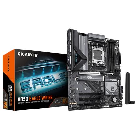 Gigabyte B850 EAGLE WIFI6E | Processor family AMD | Processor socket AM5 | DDR5 | Supported hard disk drive interfaces SATA, M.2 | Number of SATA connectors 4