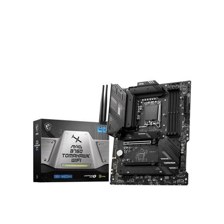 MSI | MAG B760 TOMAHAWK WIFI | Processor family Intel | Processor socket LGA1700 | DDR5 | Supported hard disk drive interfaces SATA, M.2 | Number of SATA connectors 4