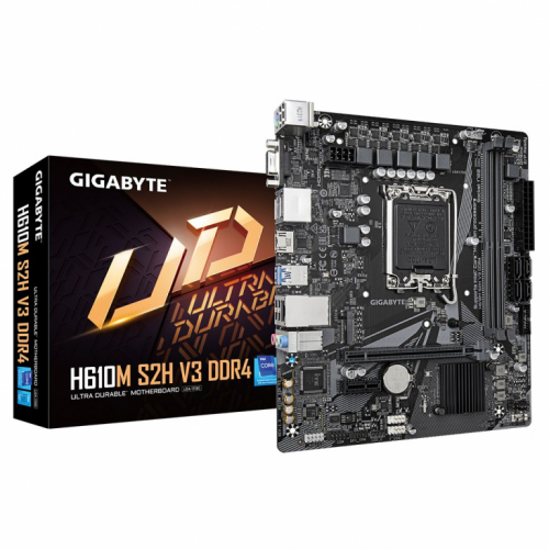 Gigabyte H610M S2H V3 DDR4 Emaplaat - Supports Intel Core 14th CPUs, 4+1+1 Hybrid Digital VRM, up to 3200MHz DDR4, 1xPCIe 3.0 M.2, GbE LAN , USB 3.2 Gen 1