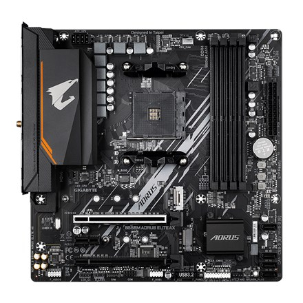 GIGABYTE B550M AORUS ELITE AX Motherboard - AMD Ryzen 5000 CPUs, 5+3 Phases VRM, up to 4733MHz DDR4, 1xPCIe 4.0 + 1xPCIe 3.0 M.2, Wi-Fi 6E, 1GbE LAN, USB 3.2 Gen 1