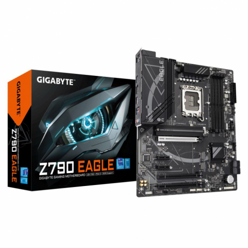 Mainboard|GIGABYTE|Intel Z790|LGA1700|ATX|Memory DDR5|Memory slots 4|3xPCI-Express 3.0 1x|1xPCI-Express 4.0 4x	|1xPCI-Express 5.0 16x|3xM.2|1xHDMI|1xDisplayPort|6xUSB 2.0|6xUSB 3.2|1xUSB-C|1xPS/2|1xOptical S/PDIF|1xRJ45|3xAudio port|Z790EAGLE1.0